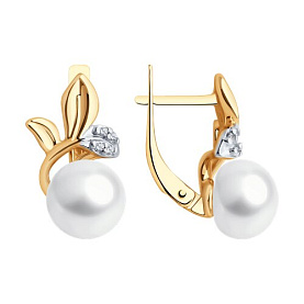 Серьги Diamant - Серебро 925, Жемчуг культивированный, Фианит (арт. 93-320-01961-1)