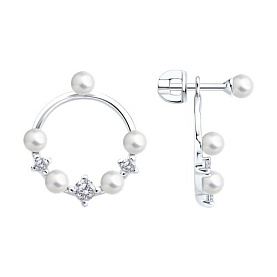 Серьги SOKOLOV - Серебро 925, Жемчуг имитация, Фианит (арт. 94026990)