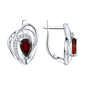 Серьги Diamant - Серебро 925, Гранат, Фианит (арт. 94-320-00630-2)