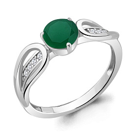 Кольцо Аквамарин - Серебро 925, Агат, Фианит (арт. 6963709А.5)