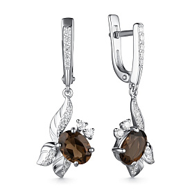 Серьги Дар - Серебро 925, Раухтопаз, Фианит (арт. С-3711рс40700)