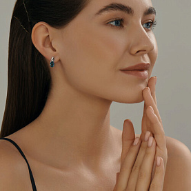 Серьги SOKOLOV - Серебро 925, Топаз лондон, Фианит (арт. 92021692)