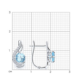 Серьги Diamant - Серебро 925, Топаз, Фианит (арт. 94-320-00555-1)