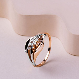 Кольцо ЮФ Династия - Золото 585, Фианит (арт. 018011-1102)