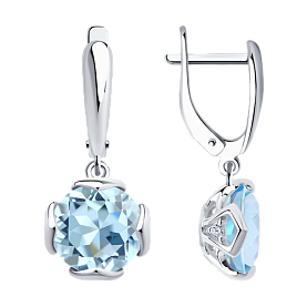 Серьги SOKOLOV - Серебро 925, Топаз, Фианит (арт. 92022044)