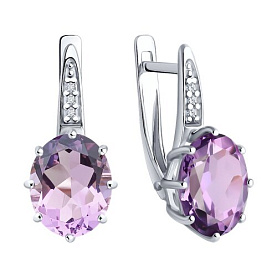 Серьги Diamant - Серебро 925, Аметист, Фианит (арт. 94-320-02054-3)