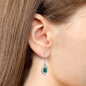 Серьги Аквамарин - Серебро 925, Агат, Фианит (арт. 45028409А.5)