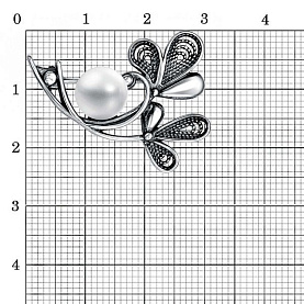 Брошь Красная пресня - Серебро 925, Жемчуг культивированный (арт. 13315888)