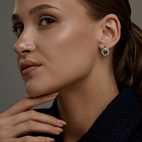 Серьги SOKOLOV - Золото 585, Агат, Фианит (арт. 729323)