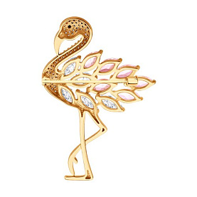 Брошь SOKOLOV - Серебро 925, Синтетический ситалл , Фианит (арт. 92040131)