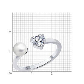 Кольцо SOKOLOV - Серебро 925, Жемчуг имитация, Фианит (арт. 94013684)