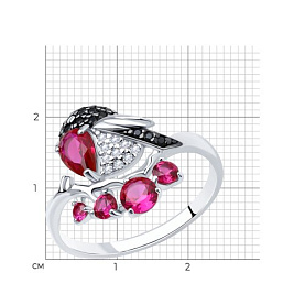 Кольцо SOKOLOV - Серебро 925, Синтетический рубин, Фианит (арт. 94012493)