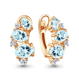 Серьги Аквамарин - Серебро 925, Топаз (арт. 45001502А.6)
