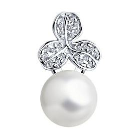 Подвеска SOKOLOV - Серебро 925, Жемчуг синтетический, Фианит (арт. 94033110)