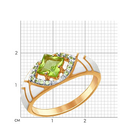 Кольцо SOKOLOV - Серебро 925, Фианит, Хризолит, Эмаль (арт. 92011406)