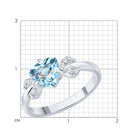 Кольцо SOKOLOV - Серебро 925, Топаз, Фианит (арт. 92011038)