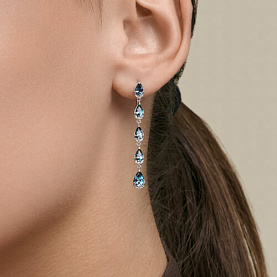 Серьги SOKOLOV - Золото 585, Топаз лондон, Фианит (арт. 729369-3)