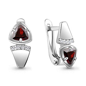 Серьги Аквамарин - Серебро 925, Гранат, Фианит (арт. 4752403А.5)