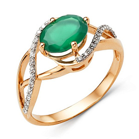 Кольцо ЮФ Династия - Золото 375, Агат, Фианит (арт. 003291-5482)