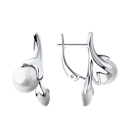 Серьги SOKOLOV - Серебро 925, Жемчуг имитация, Эмаль (арт. 94022672)