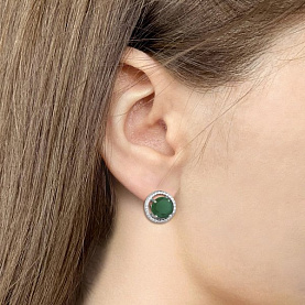 Серьги Аквамарин - Серебро 925, Агат, Фианит (арт. 4424509А.5)