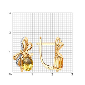 Серьги SOKOLOV - Золото 585, Фианит, Цитрин (арт. 729384)