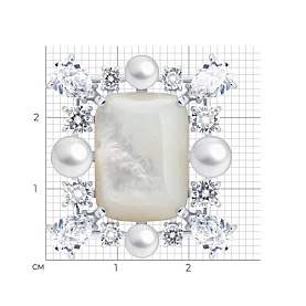 Брошь Diamant - Серебро 925, Жемчуг имитация, Перламутр, Фианит (арт. 94-340-00520-1)