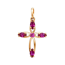Подвеска ЮФ Династия - Золото 375, Синтетический рубин (арт. 101928-5450)