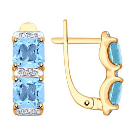 Серьги SOKOLOV - Золото 375, Топаз, Фианит (арт. 37725347)