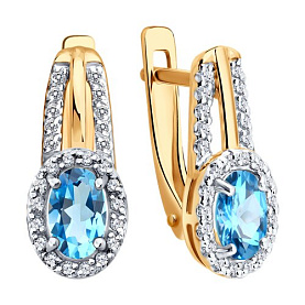 Серьги SOKOLOV - Золото 585, Топаз, Фианит (арт. 729337)
