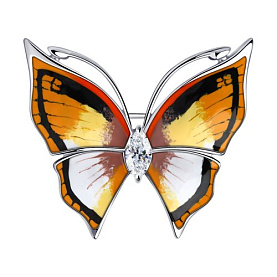 Брошь SOKOLOV - Серебро 925, Фианит, Эмаль (арт. 94040194)