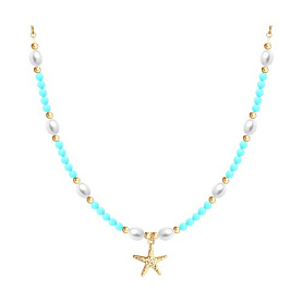 Колье Diamant - Серебро 925, Бирюза, Жемчуг культивированный (арт. 93-370-00028-1)