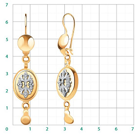 Серьги Атолл - Золото 585, Фианит (арт. 2687)