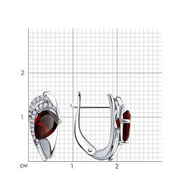 Серьги Diamant - Серебро 925, Гранат, Фианит (арт. 94-320-00548-2)