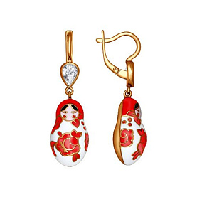 Серьги SOKOLOV - Серебро 925, Фианит, Эмаль (арт. 93020431)