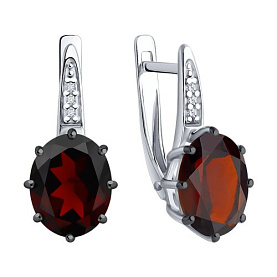 Серьги Diamant - Серебро 925, Гранат, Фианит (арт. 94-320-02054-2)
