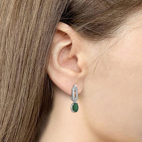 Серьги Аквамарин - Серебро 925, Агат, Фианит (арт. 45017009А.5)