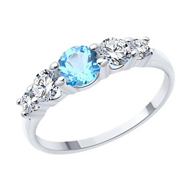Кольцо SOKOLOV - Серебро 925, Топаз, Фианит (арт. 92014392)