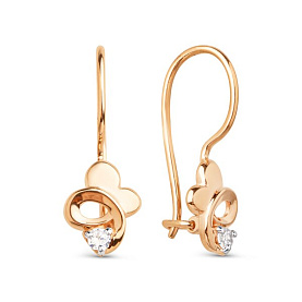 Серьги ЮФ Династия - Золото 585, Фианит (арт. 026532-1102)