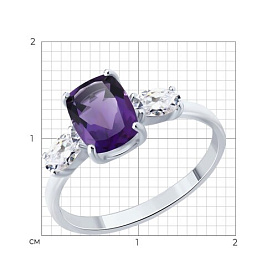 Кольцо SOKOLOV - Серебро 925, Аметист, Фианит (арт. 92014655)
