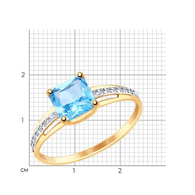 Кольцо SOKOLOV - Золото 375, Топаз, Фианит (арт. 37715001)