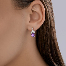 Серьги SOKOLOV - Серебро 925, Аметист, Фианит (арт. 92023198)