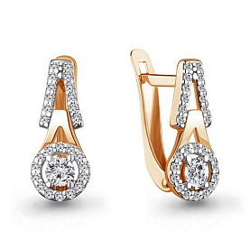 Серьги Аквамарин - Золото 375, Фианит (арт. 400747А.8)