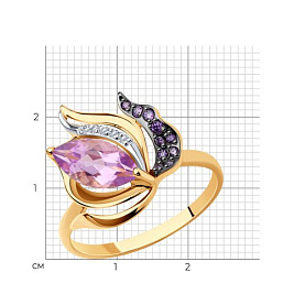 Кольцо SOKOLOV - Золото 585, Аметист, Фианит (арт. 716492)