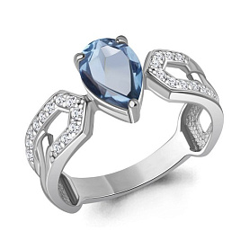Кольцо Аквамарин - Серебро 925, Топаз, Фианит (арт. 65022105А.5)