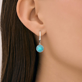 Серьги Diamant - Серебро 925, Синтетическая бирюза, Эмаль (арт. 94-321-02367-1)