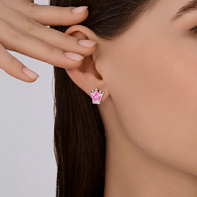 Серьги Diamant - Серебро 925, Фианит, Эмаль (арт. 94-120-02221-1)