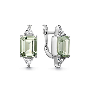 Серьги Дар - Серебро 925, Празиолит, Фианит (арт. С-5229рс412200)