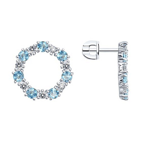 Серьги SOKOLOV - Серебро 925, Топаз, Фианит (арт. 92023019)