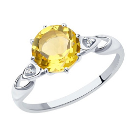 Кольцо SOKOLOV - Серебро 925, Фианит, Цитрин (арт. 92011089)